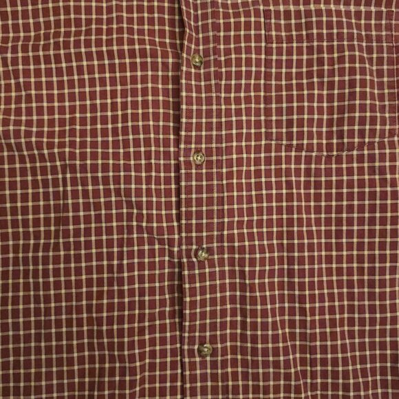 VGUC - Eddie Bauer Men's Burgundy Checkered Shirt XLT - Picture 2 of 6